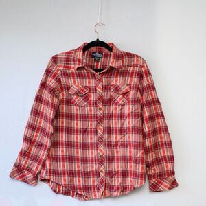 Angie L Plaid Flannel Shirt Red womens